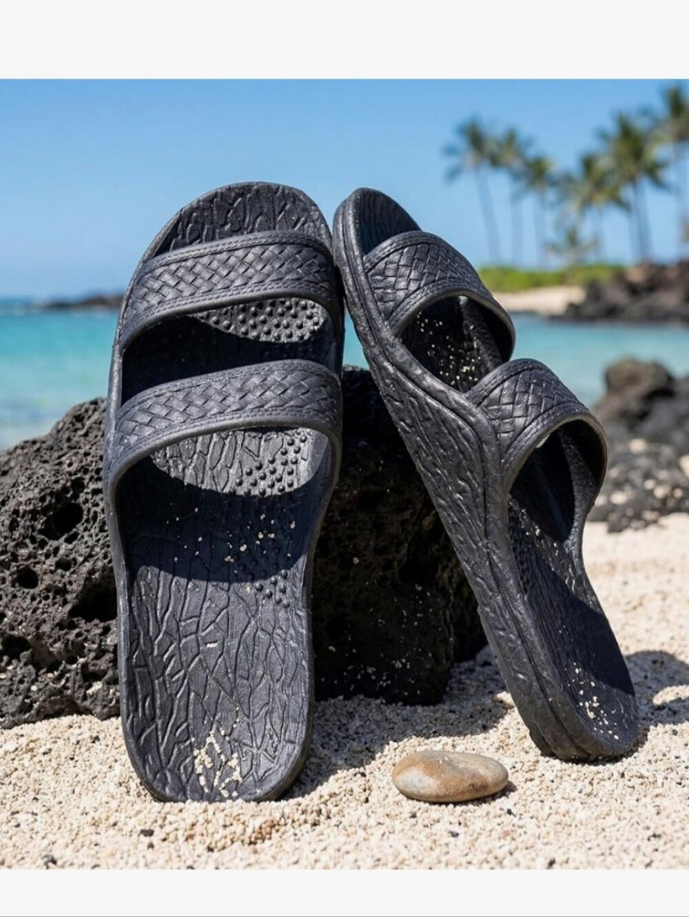 Pali Hawaii Black Double-Strap Slide Sandals